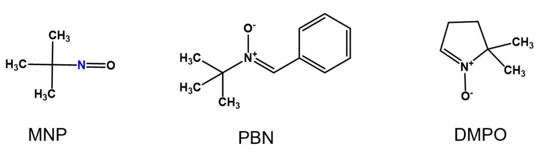 図2 MNP、PBN、DMPOの概略化学構造